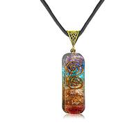 DEEPOW ANLACOCN Healing 7 Chakra Necklace with Rainbow Crystals Orgone Energy Generator for Balancing 7 Chakras, Meditation Yoga Spiritual Jewelry