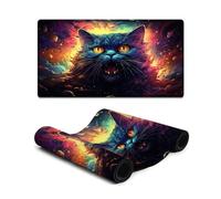 DEEPPAPEU Computer Mouse Pad Colorful Planet Cat Extended Mousepad 40X75cm Table Mat Non-Slip Rubber Base Mousepad for Laptop Computer PC