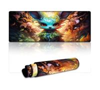 DEEPPAPEU Computer Mouse Pad Psychedelic Fox Washable Mouse Mat 30x80cm Table Mat with Stitched Edges Durable Non-Slip Natural Rubber Base