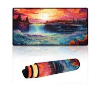 DEEPPAPEU Computer Mouse Pad Psychedelic Niagara Falls at Night Stitched Edges Mouse Pad 30x60cm Table Mat Waterproof Fabric Surface And Non-Slip Rubber Base