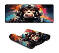 DEEPPAPEU Extended Mousepad Colorful Monkey Astronaut Stitched Edges Mouse Pad Improved Precision And Speedrubber Base for Stable Grip on Smooth Surfaces 30x80cm
