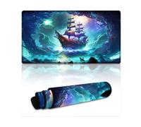 DEEPPAPEU Extra Large Mouse Mat Sailing Pirate Ship Stitched Edges Mouse Pad with Non-Slip Rubber BaseSuitable for ComputerOfficeHome 40X75cm