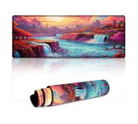 DEEPPAPEU Large Gmaing Mouse Pad Psychedelic Niagara Falls at Night Large Mouse Mat 30x80cm Table Mat Non-slip Base Waterproof And Stain-proof Suitable for PCLaptop
