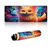 DEEPPAPEU Mouse Pad Psychedelic Fox Mouse Mat 30x80cm Desk Mat Anti-Fray Stitched Edges Non-Slip Rubber Base Improved Precision And Speed