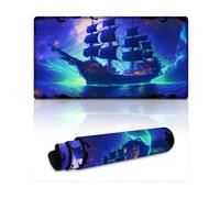 DEEPPAPEU Mouse Pad Sailing Pirate Ship Stitched Edges Mouse Pad 40X75cm Table Mat Anti-Skid Rubber Base Soft And Durable for Office Home Computers