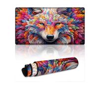 DEEPPAPEU Mousepad Psychedelic Fox Mouse Mat 40X75cm Desk Mat Anti-Fray Stitched Edges Non-Slip Rubber Base Improved Precision And Speed
