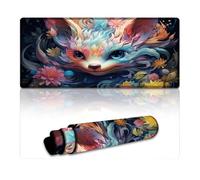 DEEPPAPEU Mousepad Psychedelic Fox Mouse Mat 40X90cm Desk Mat Anti-Fray Stitched Edges Non-Slip Rubber Base Improved Precision And Speed