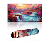 DEEPPAPEU Mousepad Psychedelic Niagara Falls at Night Mouse Mat 40X75cm Desk Mat Anti-Fray Stitched Edges Non-Slip Rubber Base Improved Precision And Speed