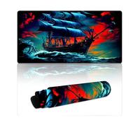 DEEPPAPEU Stitched Edges Mouse Pad Sailing Pirate Ship Computer Keyboard Mouse Mat 30x60cm Keyboard Pad for Computer And Laptop Home Office Gaming