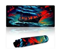 DEEPPAPEU Stitched Edges Mouse Pad Sailing Pirate Ship Computer Keyboard Mouse Mat 40X90cm Keyboard Pad for Computer And Laptop Home Office Gaming
