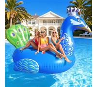 DeeprBetter Inflatable Peacock Pool Float, 2025 Gaint Funny Pool Floats Adults, Heavy Duty Pool Floaties Lounger, Large Animal Pool Floats Inflatable Slider Floaty for Swimming Pool Party