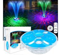 DeeprBling Floating Pool Fountain with Underwater Light Show, Upgraded Rechargeable Pond Fountain with Remote & Buttons Control, 2 Spray Modes and 7 Light Modes, Floating Water Fountains for Pool Pond