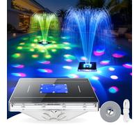 DeeprBling Solar Water Fountain with Light Show, Upgraded Large Solar Pond Fountain, Floating Solar Fountain with 9 Light Modes Controlled by Button, Solar Powered Water Fountain Pump for Pool Pond