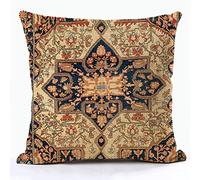 Deeprove 18" x 18" Boho Throw Pillow Cover, Both Sides Bohemian Vintage Style Print, Decor Square Burlap Linen Cushion Cover for Farmhouse Couch Sofa Floor Abstract Pattern, Set of 1 Pack