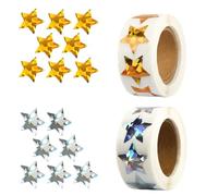 Deepton 1000Pcs Reward Stickers, Reward Stickers for Children, Stickers for Reward Chart, Sparkly Incentive Stickers Children Teachers Classroom (Gold Sliver)