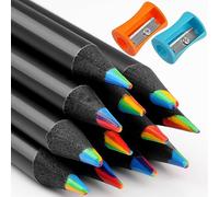 Deepton 12 Pcs Rainbow 7 in 1 Colouring Pencils for School, Kids and Adults, Multicolored for Party Bags, Art Drawing, Sketching, Coloring