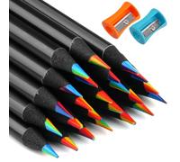 Deepton 24 Pcs Rainbow Pencils, 7 in 1 Colouring Pencils for School, Coloured Pencils for Kids and Adults, Multicolored Pencils for Party Bags, Art Drawing, Sketching, Coloring