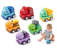 Deepton 6 Pcs Car Toys for 1-2 Year Old Boys Dinosaur, Toy Cars for Toddlers, Pull Back Cars, Dinosaur Toys for Girls Boy, Baby Cars, Birthday Gifts Age 1 2 3 Year Olds Boys