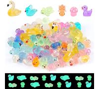 Deepton 66 Pcs Luminous Resin Animals, 6 Styles Mixed Mini Sea Animals, Turtle Mushroom Flamingo Tiny Small Animal Kit for Aquarium, Dollhouse, Garden Micro Landscape Decoration