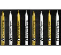 Deepton 8 PCS Silver Gold Pens Metallic, 4 Gold + 4 Silver Marker Pens, Permanent Metallic Pens, Metallic Marker Pens for DIY Nail Art, Painting, Cards, Handicrafts