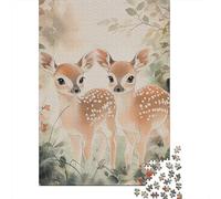 Deer 1000 Pc Eco-Friendly Paper Twin Fawns Puzzle Adult Hobbyists Portable Mind Decompression Hours Entertainment 70x50cm/1000pcs