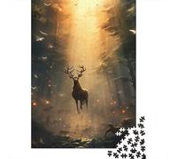 Deer 1000 Pc Jigsaw Forest Deer Puzzle Family with Kids 8+ Finished Wall Decor Vibrant HD Printing Fade-Resistant 38x26cm/1000pcs
