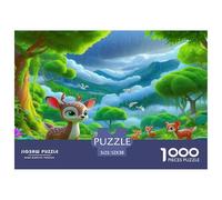 Deer 1000 Pc Puzzle for Adults & Kids | Detailed - Deer Forest Cute Whimsical Natural Recycled Paper Educational Game Challenge52x38cm/1000pcs