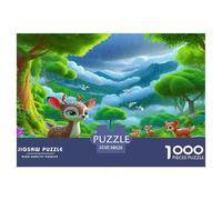 Deer 1000 Pc Puzzles for Adults Kids - Deer Forest Cute Whimsical Natural Jigsaw Puzzle Educational Game Challenge Wall Decoration38x26cm/1000pcs