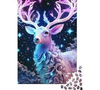 Deer 1000 Pieces Eco-Friendly Starry Deer Puzzle Adult Hobbyists Portable Mind Decompression Hours Entertainment 52x38cm/1000pcs