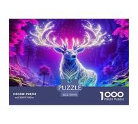 Deer 1000 Pieces for Adults: Glowing Deer in Neon Purple Woods Fun And Challenging Family Game Great Gift 70x50cm/1000pcs