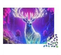 Deer 1000 Pieces Puzzles Beautiful View Aurora Stag Home Decoration Decompression Jigsaw for Men And Women Challenging Puzzles Jigsaw Puzzles for Adults 70x50cm/1000pcs