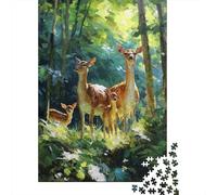 Deer 1000 Pieces Sturdy Paper Forest Deer Herd Puzzle Family with Kids 8+ Home Wall Art Vibrant HD Printing 52x38cm/1000pcs