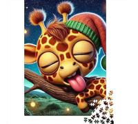 Deer 1000 Pieces Thickened Paper Sleepy Giraffe Deer Puzzle Grown-Ups Easy Store Relaxation Hobby Engaging Teaser 38x26cm/1000pcs