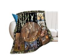 Deer Throw Blanket American Flag Deer Camouflage Blanket Gifts for Adults US Flags Hunting Elk Blanket Ultra Soft Cozy Warm Plush Fleece All Season Blanket Decor for Couch Dorm Office 40''X50''