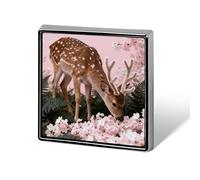 Deer Among Pink Cherry Blossoms Brooch Pins Aluminum Alloy Lapel Pins for Men Women Badge Button Decorative Jewelry Charms for Hats Bags Backpacks Suits Shirts Scarves Clothing Accessories Gift