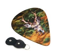 Deer Among Thick Leaves 6 Pack Guitar Picks With Holder, Personalized Guitar Plectrums Non-Slip Portable Ukulele Bass Picks 0.96mm For Acoustic Guitar Lovers Gifts