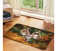 Deer Among Thick Leaves Dog Food Mat, Absorbent Pet Feeding Mat for Food and Water Bowls Non-Slip Placement Pad for Floors Waterproof Quick Dry Water Dispenser Mat for Dogs Puppy Cats 16x24 Inch