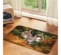 Deer Among Thick Leaves Dog Food Mat, Absorbent Pet Feeding Mat for Food and Water Bowls Non-Slip Placement Pad for Floors Waterproof Quick Dry Water Dispenser Mat for Dogs Puppy Cats 12x18 Inch