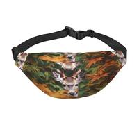 Deer Among Thick Leaves Fanny Pack for Men Women Crossbody Waist Bag Everywhere Belt Bag Wallet Hip Bum Bag with Adjustable Strap Casual Chest Bag for Outdoor Hiking Cycling, Black, One Size