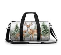 Deer and Fawn in The Snow Travel Gym Bag for Women Men Cylindrical Duffle Bag Sport Workout Bag with Shoulder Strap