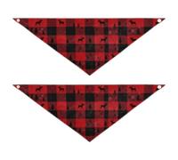 Deer and Tree Plaid Pet Triangle Scarf Fashion Accessories 2 Packs for a Gift Pets of Various Sizes 30 × 12 2in