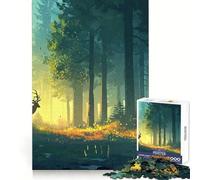Deer Animal Night Forest Jigsaws for Adults1000 Pieces Tension Relief Vivid Print Playful Challenge Perfect Decor (38x26cm)