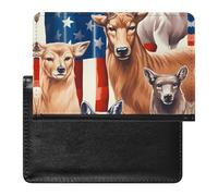 Deer Animal U.S. Fag Passport Holder Travel Wallet Cover Case with Card Slot Organiser for Men Women