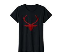 Deer Antler Buffalo Check Plaid Reindeer Hunter Womens Mens Value Graphic T-Shirt
