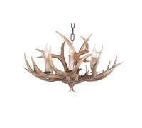 Deer Antler Chandelier, Rustic Interior Lighting, 6-8 Heads, Beige Resin, Includes LED Bulbs for Home Decoration