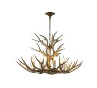 Deer Antler Chandelier, Rustic Interior Lighting, 6-8 Heads, Beige Resin, Includes LED Bulbs for Home Decoration