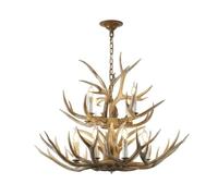 Deer Antler Chandelier, Rustic Interior Lighting, 6-8 Heads, Beige Resin, Includes LED Bulbs for Home Decoration