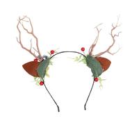 Deer Antler Flower Crown Headband Whimsical Forest Fairy Aesthetic Handcrafted Floral Berry Tree Branch Decoration for Christmas Woodland Themed Events Plastic Resin 13cm Inner (colorful)