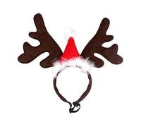 Deer Antler Headband with Santa Hat, Christmas Reindeer Dog Headband | Dog Helmet with Reindeer Antler Christmas Costume Hat Lightweight and Comfortable for So
