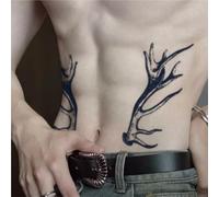Deer Antler Ins Style Waist And Abdomen Herbal Temporary Tattoos, Semi-permanent Non-reflective, Waterproof, Lasting 2 Weeks, Fake Tattoo
